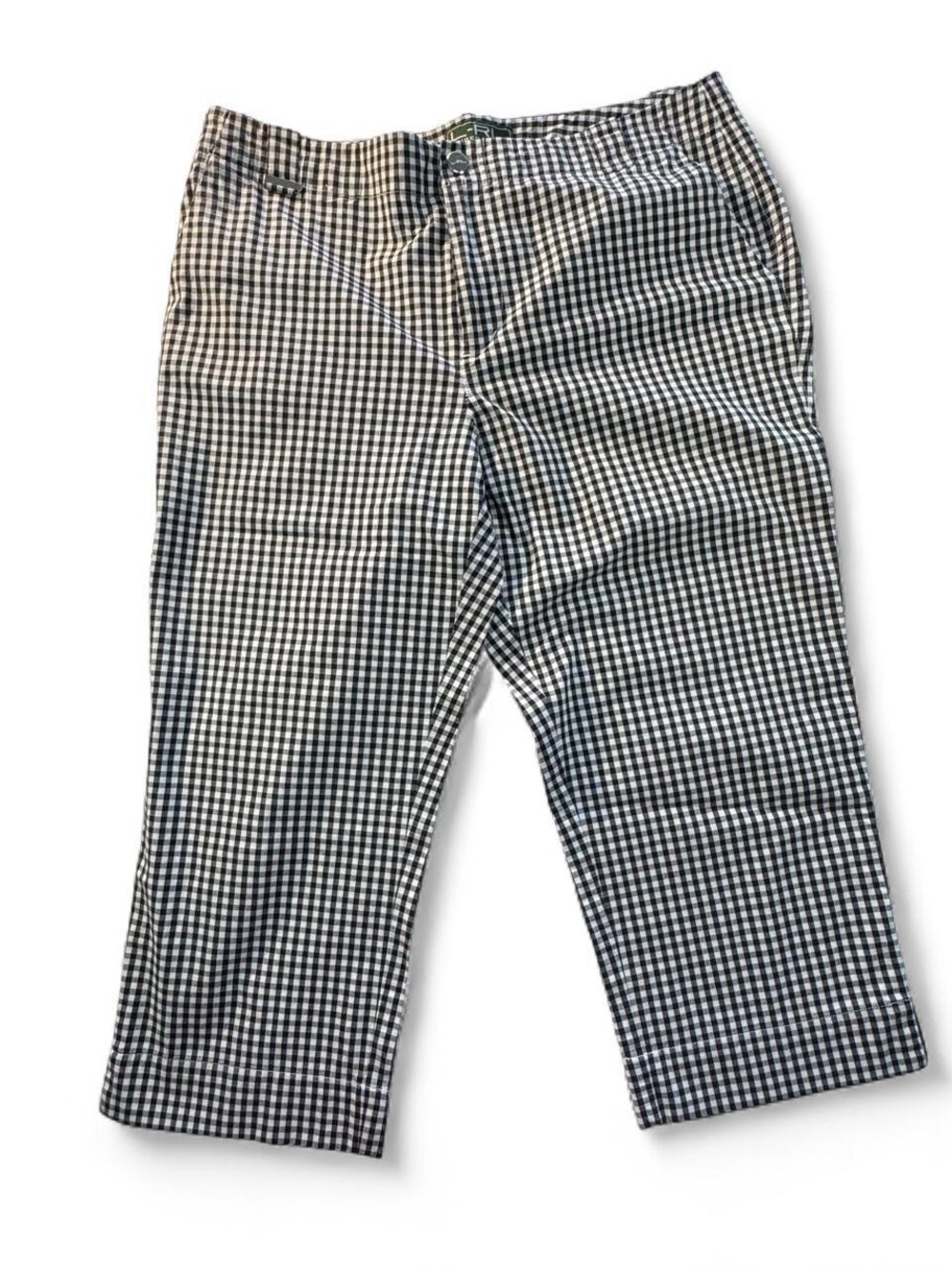 Lauren Ralph Lauren Active Black & White Gingham Cropped Capri Pants Women’s 10